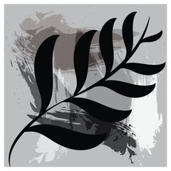 Minimalist floral background with hand drawn leaves. Vector illustration