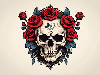 Skull with roses logo