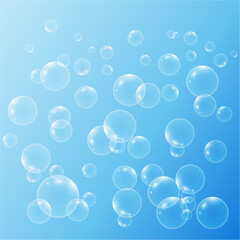Vector blue water background with bubbles floating upwards