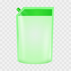 Vector green doypack packaging with screw cap foil drink bags pouches with spout cosmetic refill