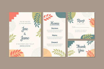 Wedding Invitation Card Collection Set able to use for Social Media Post, RSVP and Greeting Card