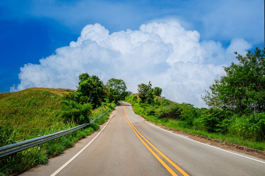 curvy road on beautiful Nan mountain in northern Thailand.