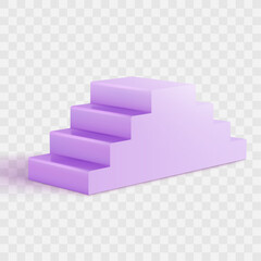 Vector realistic purple staircase interior design element on white background