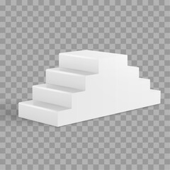 Vector realistic white staircase interior design element on white background