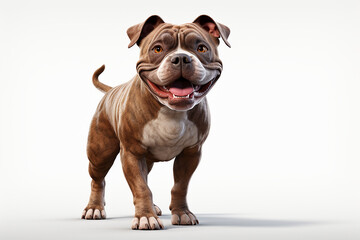 Obraz premium American Bully Dog on a white background. Adorable 3D cartoon animal portrait.