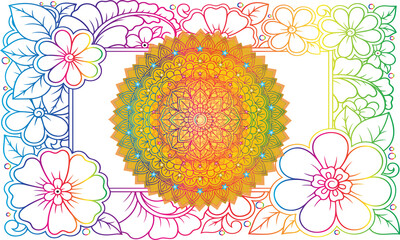 Klassisches Mandala in gedeckten Farben, wie orientalische oder asiatische Stickereien in blau und Orange. Hintergrund und Vorlage für kunstvolle Designs. - obrazy, fototapety, plakaty