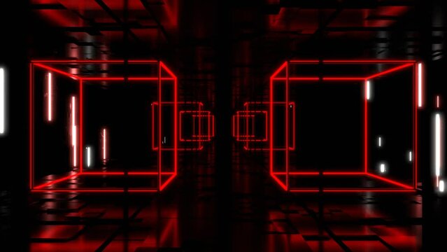 VJ トンネル 四角形 ネオン 発光 箱 サイバー 赤 白 [ループ対応] [別Verあり]