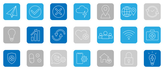 simple line of icon set. business, electric, network, medical and more concepts. editable stroke. vector illustration.