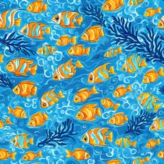 Fototapeta na wymiar [Generative AI] Blue sea and pretty tropical fish
