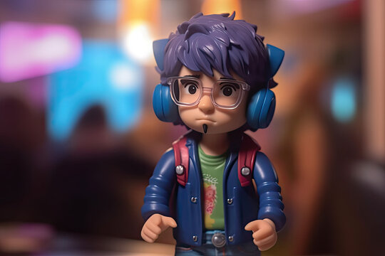 action figure of a guy with purple hair, catboy funny