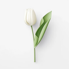 Tulip flower of natural coloring isolated on a white background, Wall decoration photos, Generative AI.