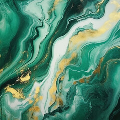 Modern green marble with gold texture, Watercolor abstract background, Nordic emerald green and gold for decorative, 3D painted artificial marbled surface, Generated AI.