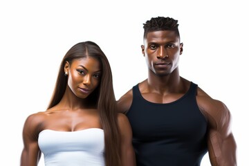 The Black gym couple posing facing the camera generative ai