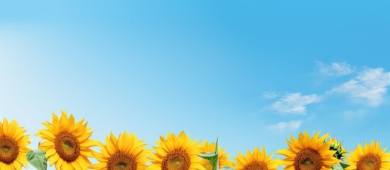 Obraz premium Blooming sunflowers under clear sky