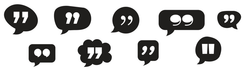A set of Quote icons inside the speech bubbles.
