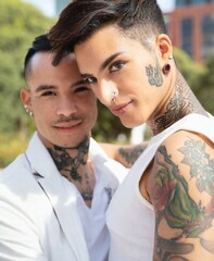 Fototapeta premium Tattooed Gay Couple