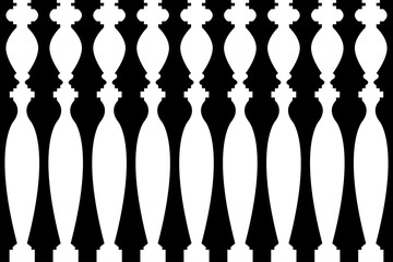 Abstract of balustrade pattern vector. Design european style of stripe white on black background. Design print for texture, 3d, rendering, architecture, interior,wallpaper. Set 5