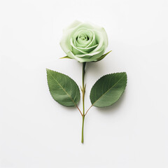 Beautiful white rose flower on white background, Valentine's day, Meaning of love. Generative AI.