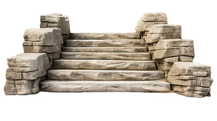 Stone make stair isolated on png transparent background