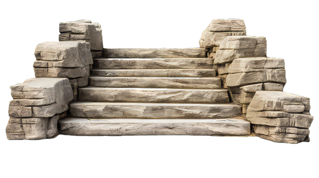 Stone make stair isolated on png transparent background