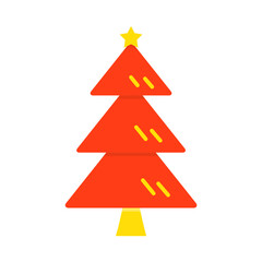 Christmas Tree flat Icon Vector Illustration Isolated on White Background. Use for Xmas, Decoration, Greeting Card Etc.