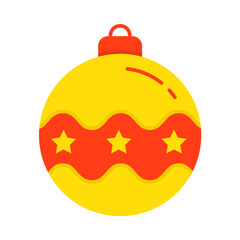 Christmas Ball Flat Icon Vector Illustration Isolated on White Background. Use for Xmas, Decoration, Greeting Card Etc.
