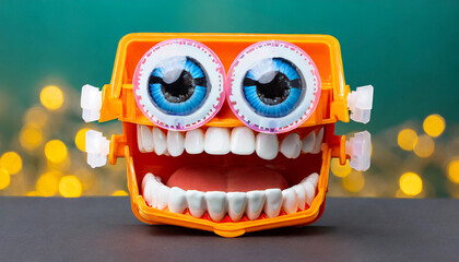 fun plastic teeth with eyes transparent