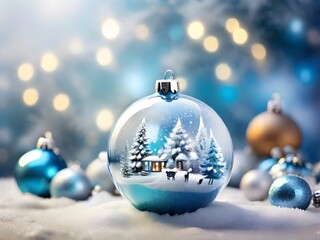 Christmas snow ball with decorations 
