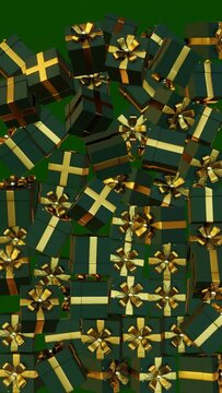 Green and golden christmas gits boxes background