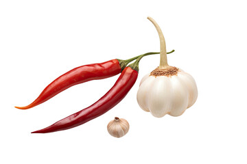 Chilli and Garlic On White background