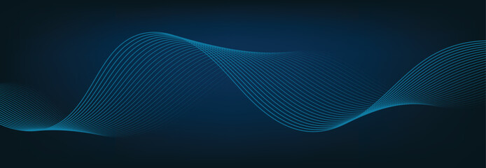 Abstract Banner Template with Blue wavy lines. Technology Banner.