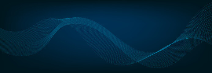 Abstract Banner Template with Blue wavy lines. Technology Banner.