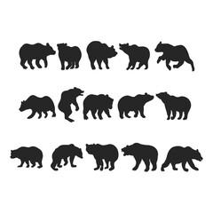 Bear silhouette illustration, Bear vector on white background