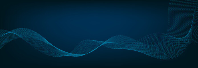 Abstract Banner Template with Blue wavy lines. Technology Banner.