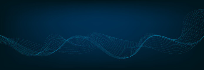 Abstract Banner Template with Blue wavy lines. Technology Banner.