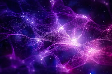 Naklejka na ściany i meble abstrack background neuron network on a purple layer