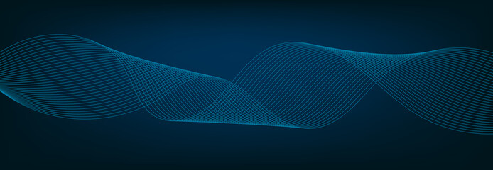 Abstract Banner Template with Blue wavy lines. Technology Banner.