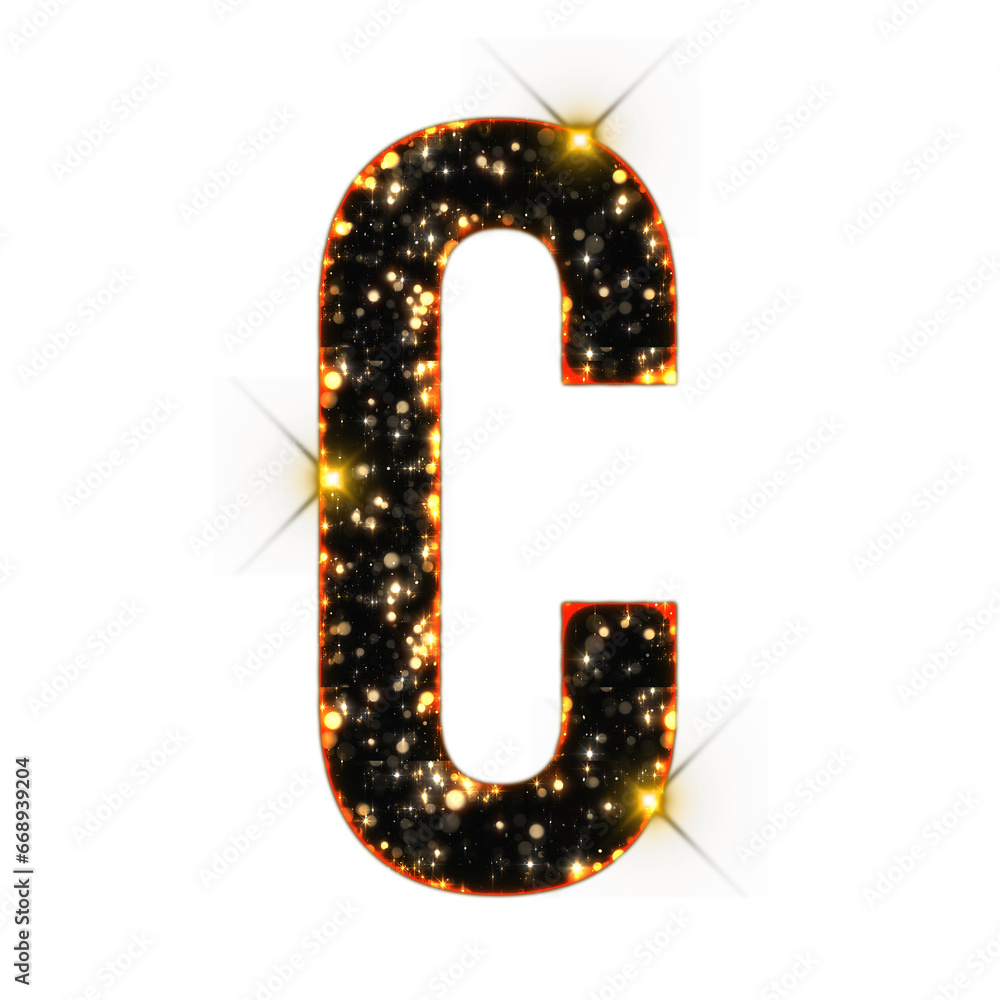Poster sparkling bokeh alphabet letters from a to z, isolated on transparent background, uppercase. this is