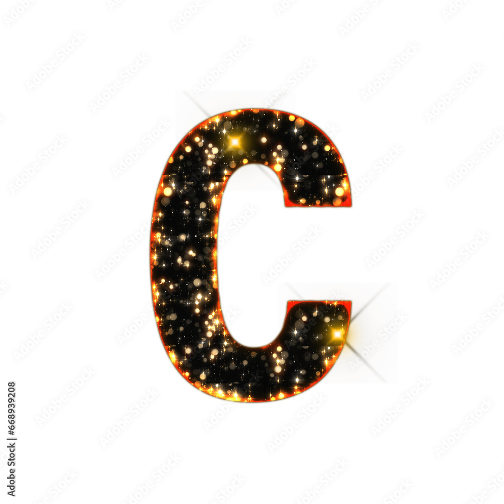 Poster sparkling bokeh alphabet letters from a to z, isolated on transparent background, lowercase. this is