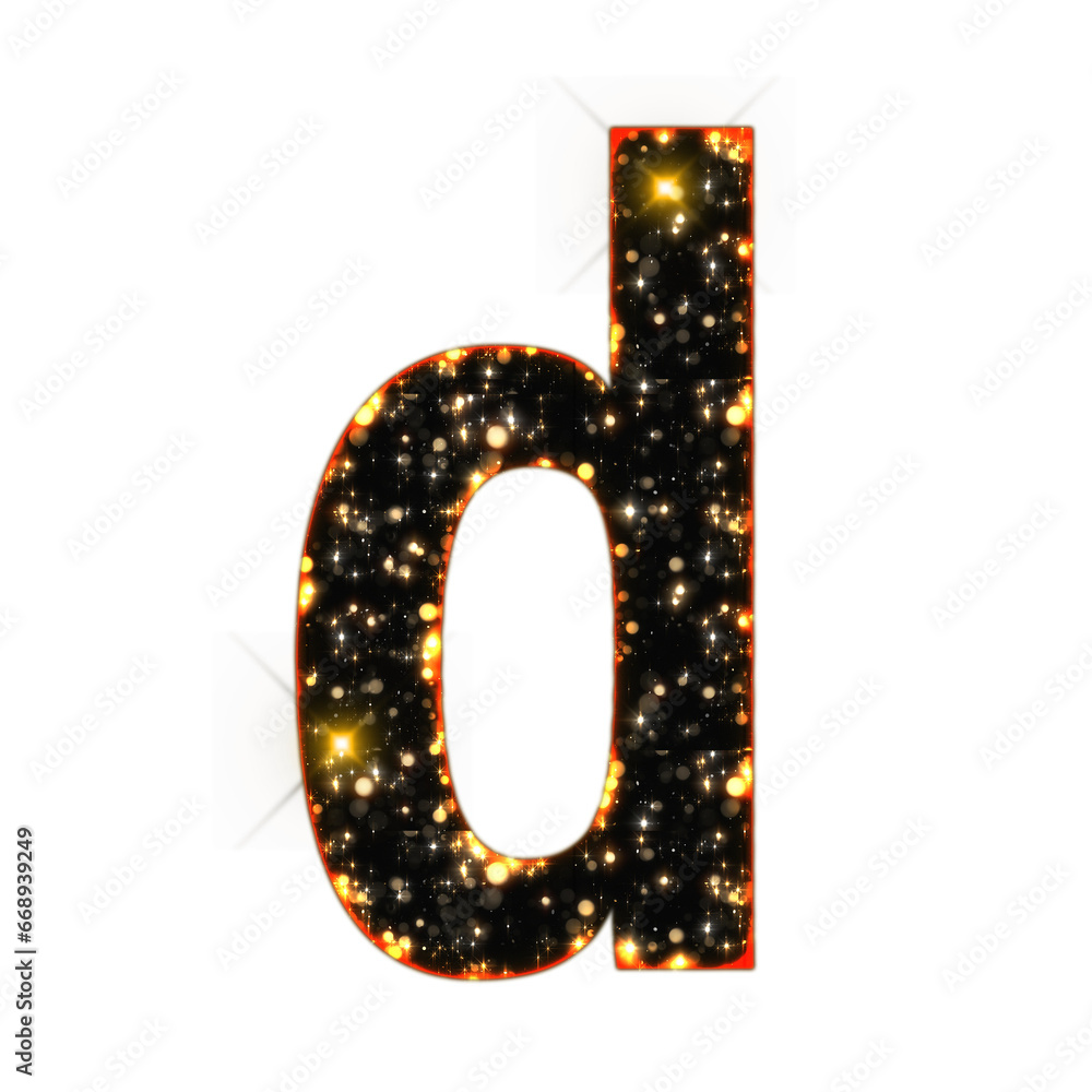 Poster sparkling bokeh alphabet letters from a to z, isolated on transparent background, lowercase. this is