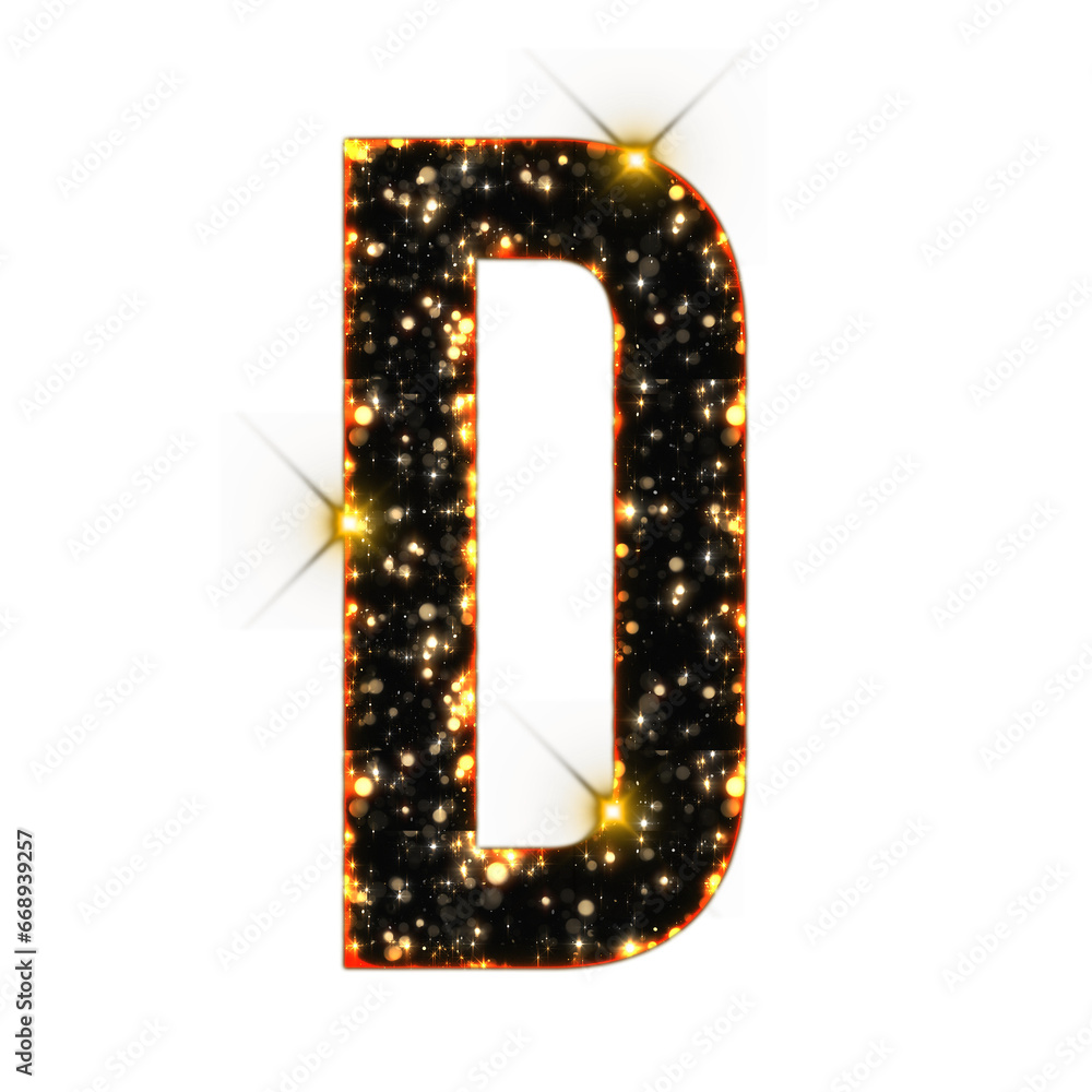 Poster sparkling bokeh alphabet letters from a to z, isolated on transparent background, uppercase. this is