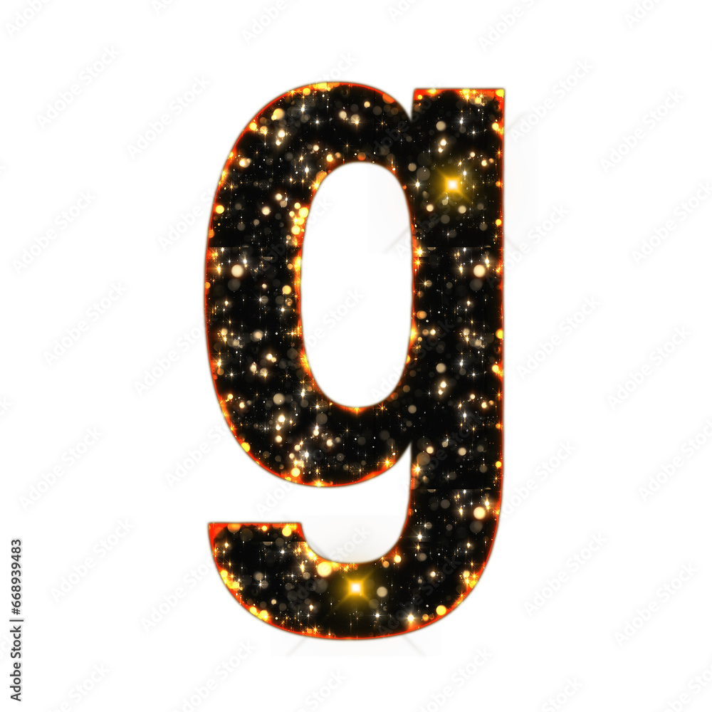 Poster sparkling bokeh alphabet letters from a to z, isolated on transparent background, lowercase. this is