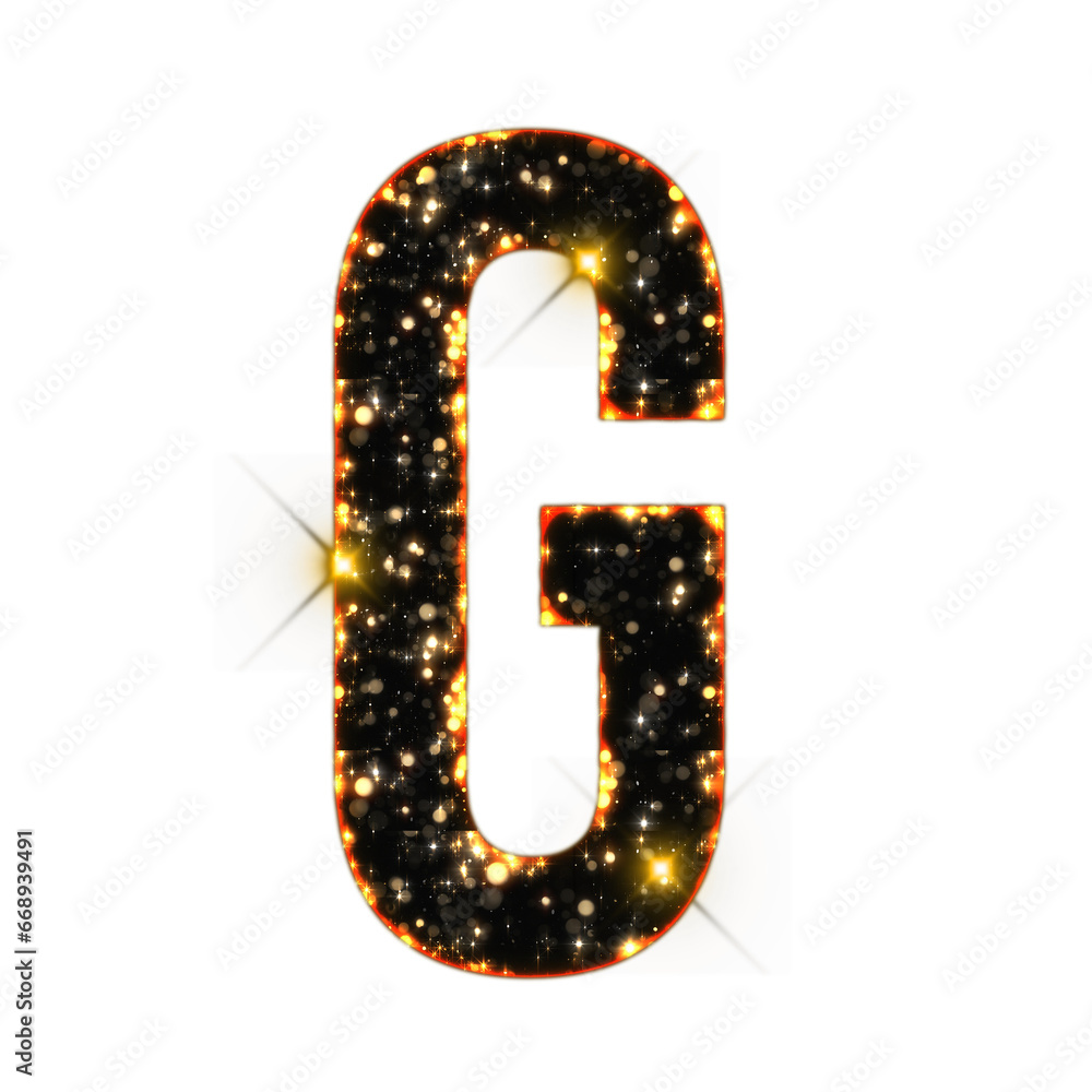 Poster sparkling bokeh alphabet letters from a to z, isolated on transparent background, uppercase. this is