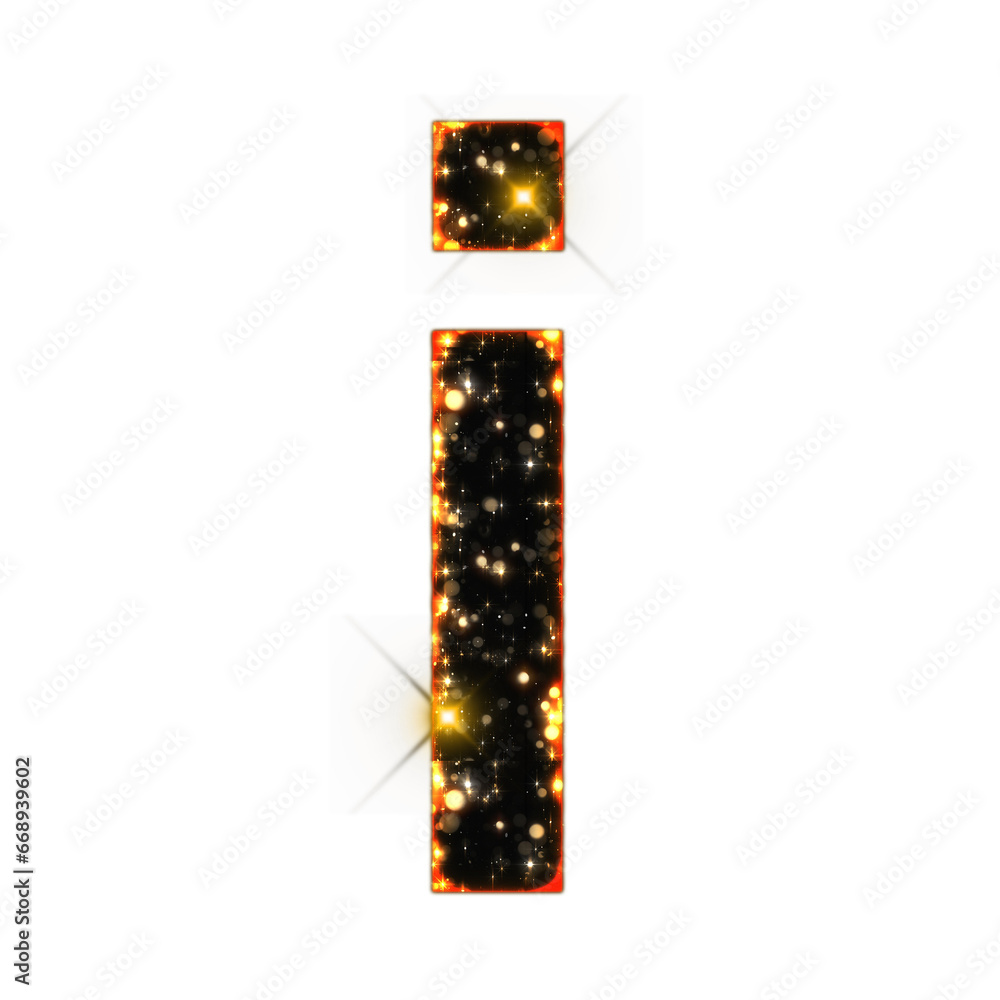Poster sparkling bokeh alphabet letters from a to z, isolated on transparent background, lowercase. this is