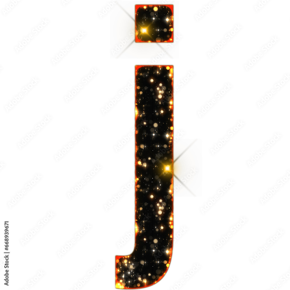 Poster sparkling bokeh alphabet letters from a to z, isolated on transparent background, lowercase. this is