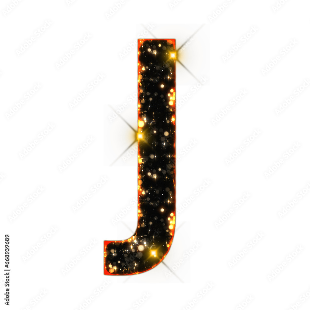 Poster sparkling bokeh alphabet letters from a to z, isolated on transparent background, uppercase. this is