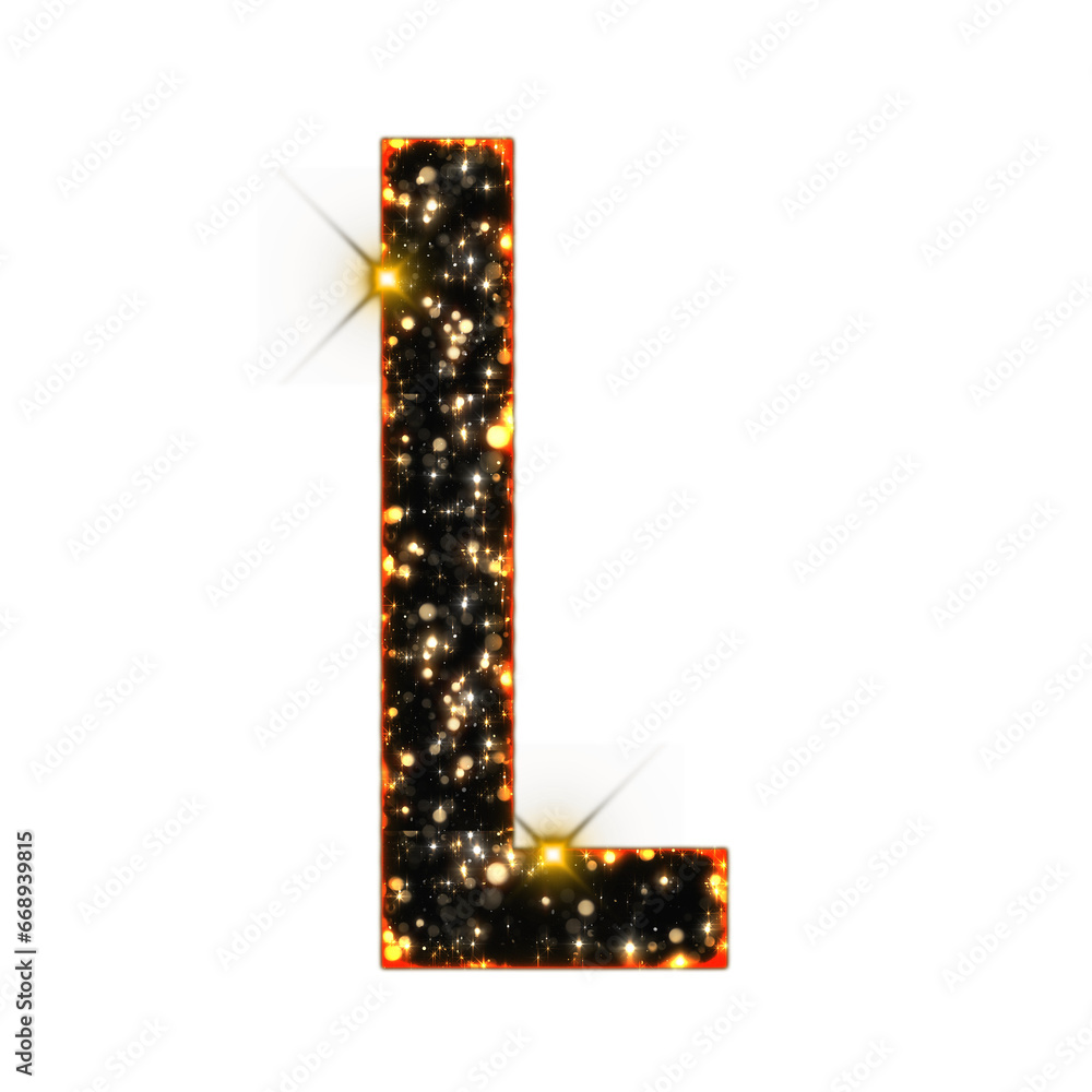 Poster sparkling bokeh alphabet letters from a to z, isolated on transparent background, uppercase. this is