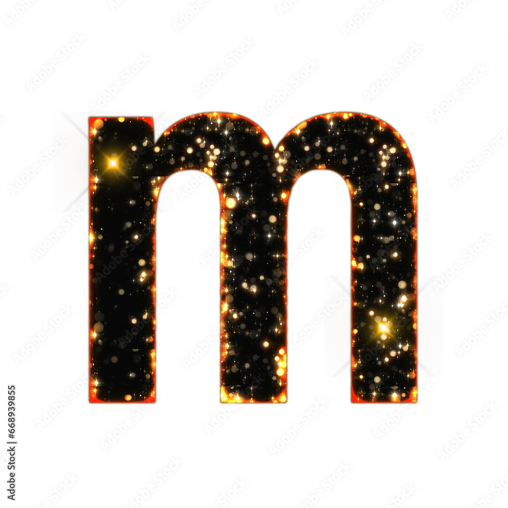 Poster sparkling bokeh alphabet letters from a to z, isolated on transparent background, lowercase. this is