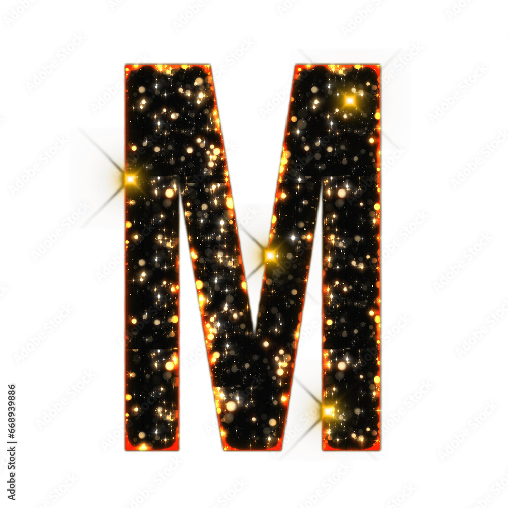 Poster sparkling bokeh alphabet letters from a to z, isolated on transparent background, uppercase. this is