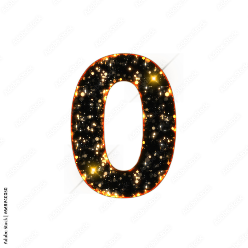 Poster sparkling bokeh alphabet letters from a to z, isolated on transparent background, lowercase. this is